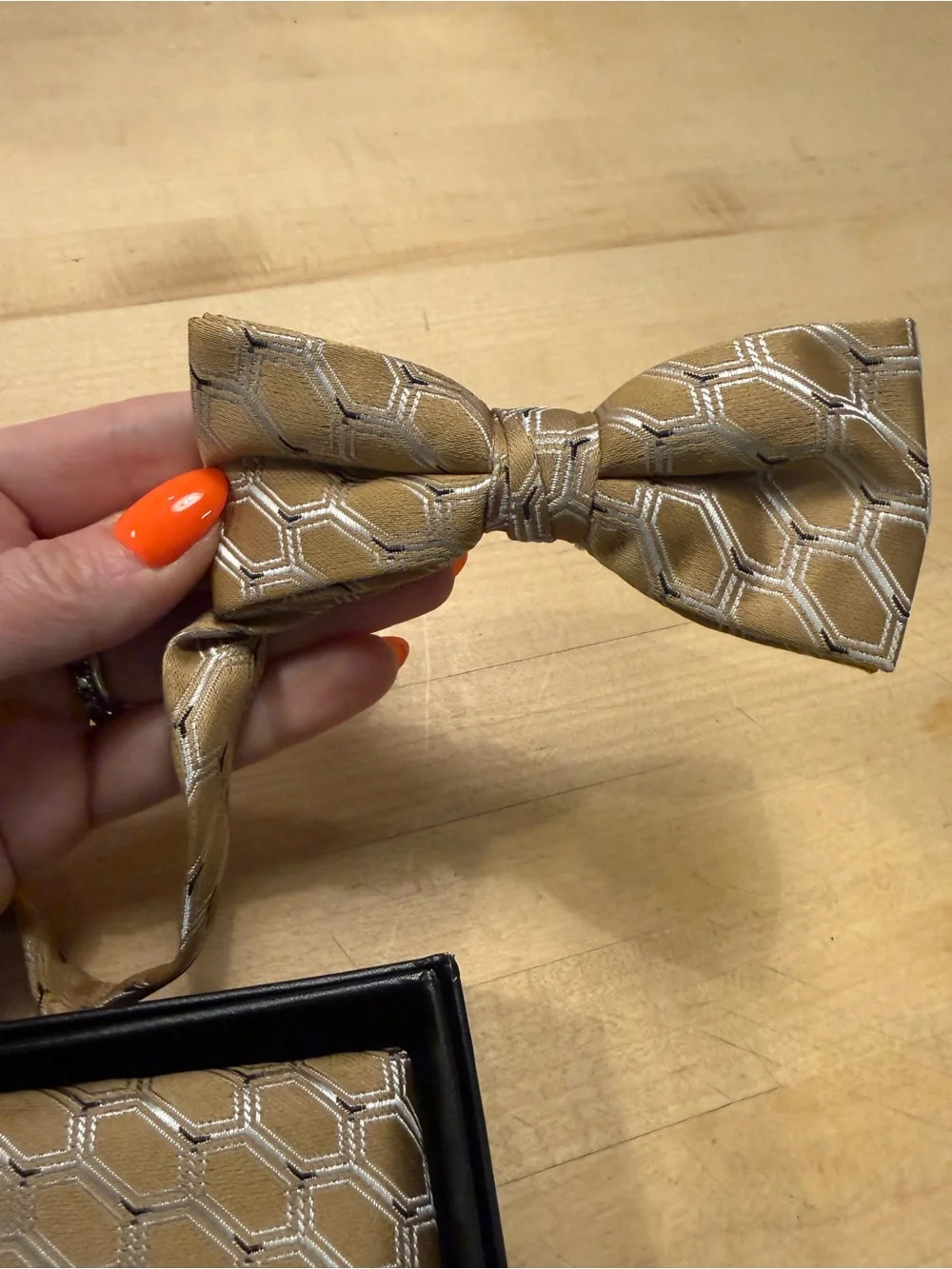 Gold Geometric Bow Tie and Cummerbund Set
